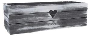 Dřevěný truhlík šedý srdce 30 cm