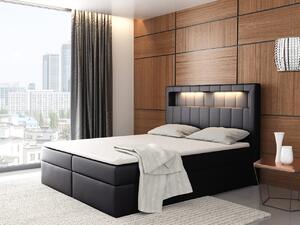 Kontinentální postel Areto 180x200, černá + LED
