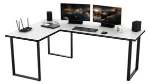 Počítačový rohový stůl VINI, 200/135x74x65, bílá/černá