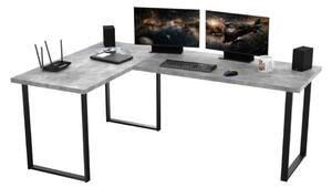 Počítačový rohový stůl VINI, 200/135x76x65, světlý beton