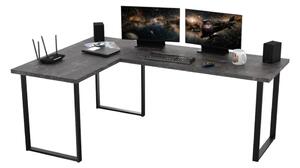 Počítačový rohový stůl NAVI, 200/135x76x65, tmavý beton