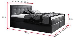 Čalouněná postel boxspring ROCCO + topper, 120x200, jasmine 60
