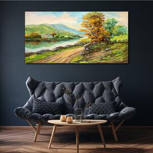Obraz na plátně Obraz na plátně Venkov cesta stromu řeky