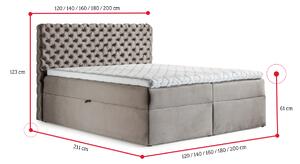 Čalouněná postel boxspring CHESTERFIELD + topper, 120x200, riviera 59