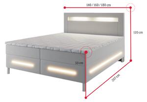Čalouněná postel boxspring BENZ + topper, 180x200, soft 17