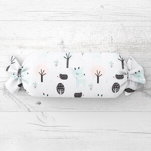 Biante Dětský polštář válec bonbon Sandra SA-369 Koloušci a ježci v lese 15x40 cm