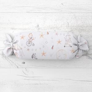Biante Dětský polštář válec bonbon Sandra SA-371 Růžový cirkus se zvířátky 15x40 cm