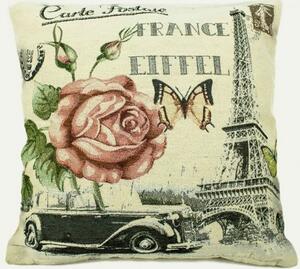 Vesna | Povlak gobelín Rose Eiffel auto 45x45 cm