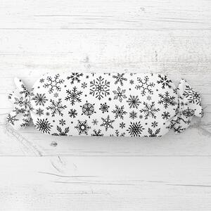 Biante Vánoční polštář válec bonbon Sandra SA-403 Černé vločky na bílém 15x40 cm