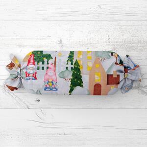 Biante Vánoční polštář válec bonbon Sandra SA-405 Vesnička skřítků 15x40 cm