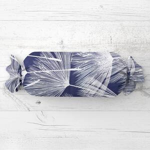 Biante Polštář válec bonbon Sandra SA-414 Bílé abstraktní chmýří na modrém 15x40 cm