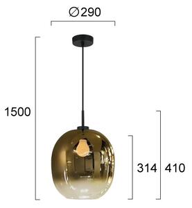 Lustr na lanku MIRROR 1xE27/14W/230V kouřová zlatá