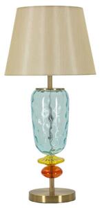 Trojbarevná stolní lampa z ručně foukaného skla a mosazi antik 70cm