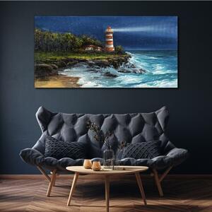 Obraz na plátně Obraz na plátně Lighthouse pobřeží vlny