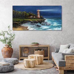 Obraz na plátně Obraz na plátně Lighthouse pobřeží vlny