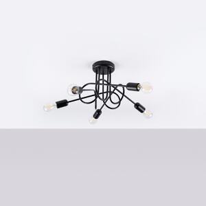 Stropní svítidlo Knot 5, černé tělo svítidla