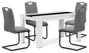 Jídelní stůl 138x80x75, MDF, bílé lamino, dekorativní černý pruh
