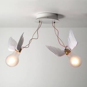 Ingo Maurer Lucellino Doppio LED stropní 2 zdroje, stmívatelný, Bílá / opál, Obývací pokoj / jídelna, Design, Nástěnné svítidlo
