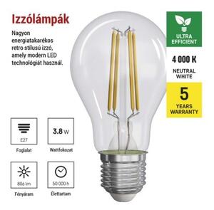Emos lighting LED žárovka Filament A60 A CLASS/ E27 / 3,8 W (60 W) / 806 lm / neutrální bílá 1525283410