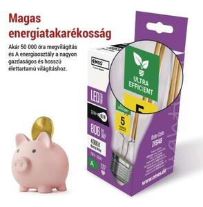 Emos lighting LED žárovka Filament A60 A CLASS/ E27 / 3,8 W (60 W) / 806 lm / neutrální bílá 1525283410