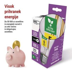 Emos lighting LED žárovka Filament A60 A CLASS/ E27 / 3,8 W (60 W) / 806 lm / neutrální bílá 1525283410