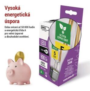 Emos lighting LED žárovka Filament A60 A CLASS/ E27 / 3,8 W (60 W) / 806 lm / neutrální bílá 1525283410