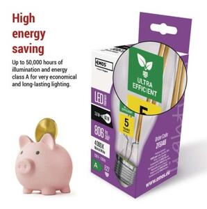 Emos lighting LED žárovka Filament A60 A CLASS/ E27 / 3,8 W (60 W) / 806 lm / neutrální bílá 1525283410