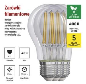Emos lighting LED žárovka Filament A60 A CLASS/ E27 / 3,8 W (60 W) / 806 lm / neutrální bílá 1525283411