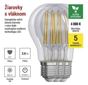Emos lighting LED žárovka Filament A60 A CLASS/ E27 / 3,8 W (60 W) / 806 lm / neutrální bílá 1525283411