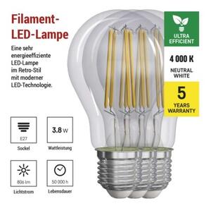 Emos lighting LED žárovka Filament A60 A CLASS/ E27 / 3,8 W (60 W) / 806 lm / neutrální bílá 1525283411