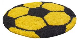 Vopi | Dětský koberec Fun shaggy 6001 yellow - kulatý 120 cm průměr