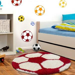 Vopi | Dětský koberec Fun shaggy 6001 red - kulatý 100 cm průměr