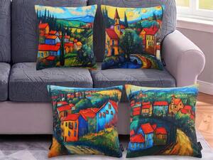 XPOSE® Set povlaků na polštář LÉTO NA VESNICI (digitální tisk) 43x43 cm - set 4ks