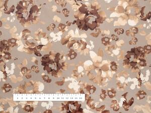 Biante Sametový oválný ubrus Tamara TMR-042 Hnědé květy na šedobéžovém 50x100 cm