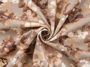 Biante Sametový povlak na polštář s lemem Tamara TMR-042 Hnědé květy na šedobéžovém 30 x 50 cm