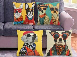 XPOSE® Set povlaků na polštář POP-ART DOG (digitální tisk) 43x43 cm - set 4ks