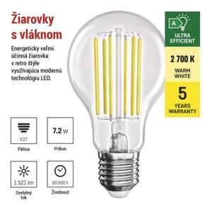 Emos lighting LED žárovka Filament A60 A CLASS / E27 / 7,2 W (100 W) / 1521 lm / teplá bílá 1525283279