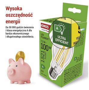 Emos lighting LED žárovka Filament A60 A CLASS / E27 / 7,2 W (100 W) / 1521 lm / teplá bílá 1525283279
