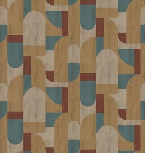 Geometrická vliesová obrazová tapeta na zeď, hnědo-zelená, FW4064-2, Feature Walls, Decoprint