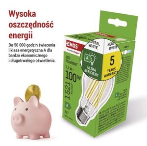 Emos lighting LED žárovka Filament A60 A CLASS / E27 / 7,2 W (100 W) / 1521 lm / neutrální bílá 1525283417