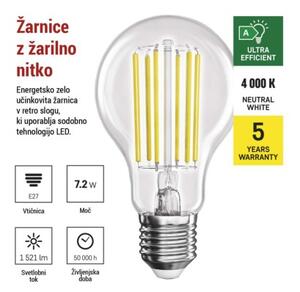 Emos lighting LED žárovka Filament A60 A CLASS / E27 / 7,2 W (100 W) / 1521 lm / neutrální bílá 1525283417