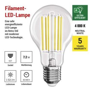 Emos lighting LED žárovka Filament A60 A CLASS / E27 / 7,2 W (100 W) / 1521 lm / neutrální bílá 1525283417