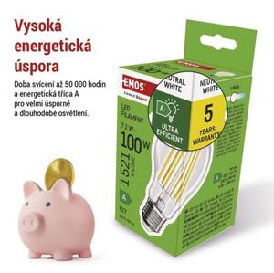 Emos lighting LED žárovka Filament A60 A CLASS / E27 / 7,2 W (100 W) / 1521 lm / neutrální bílá 1525283417