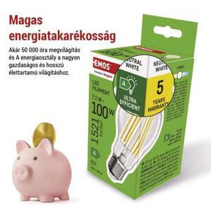 Emos lighting LED žárovka Filament A60 A CLASS / E27 / 7,2 W (100 W) / 1521 lm / neutrální bílá 1525283417