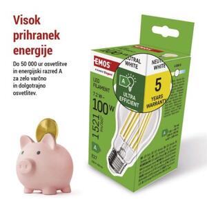 Emos lighting LED žárovka Filament A60 A CLASS / E27 / 7,2 W (100 W) / 1521 lm / neutrální bílá 1525283417