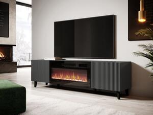 TV skříňka Tilderi Grey 180 s krbem, Barva: antracit 5903211205392