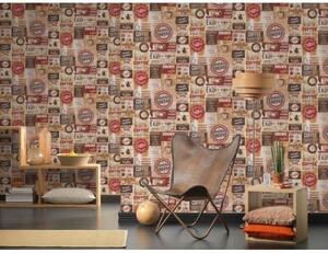 Papírová tapeta na zeď Simply Decor 33480-1 | 0,53 x 10,05 m | hnědá, béžová, červená | A.S. Création