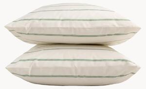 Sada povlaků na polštáře z bavlněného perkálu Cream + Olive Green Stripes, 2 díly