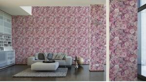 A.S. Création | Vliesová tapeta na zeď Urban Flowers 32722-4 | 0,53 x 10,05 m | fialová, zelená, šedá