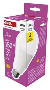 Emos lighting LED žárovka Classic A80 / E27 / 20 W (150 W) / 2452 lm / neutrální bílá 1525733480